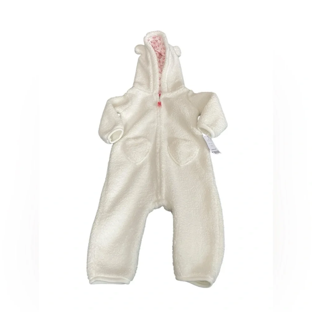 Carters White One Piece Cold Weather Cover up NWT Sz 6m​​​​